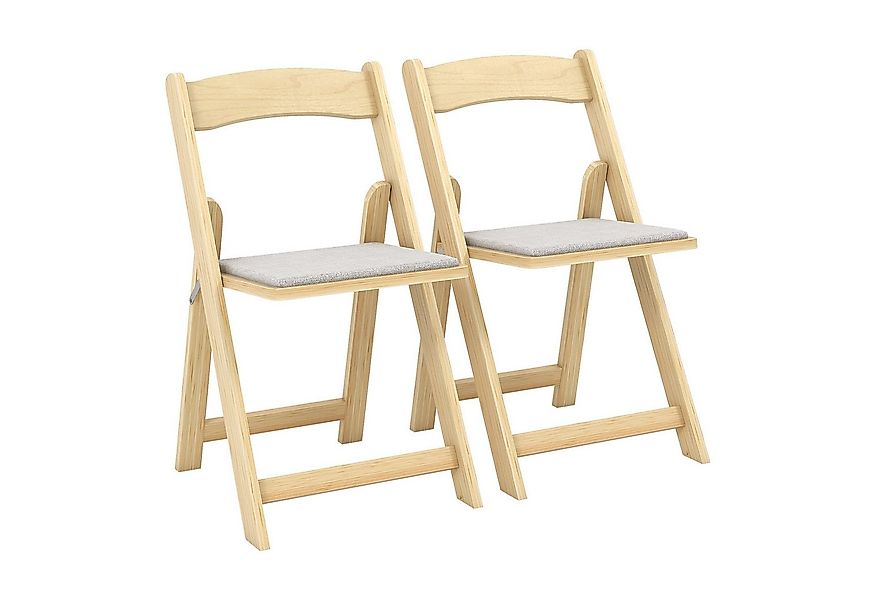 COSTWAY Klappstuhl, 2er Set Esszimmerstuhl, gepolsterte Sitzfläche, Holz günstig online kaufen