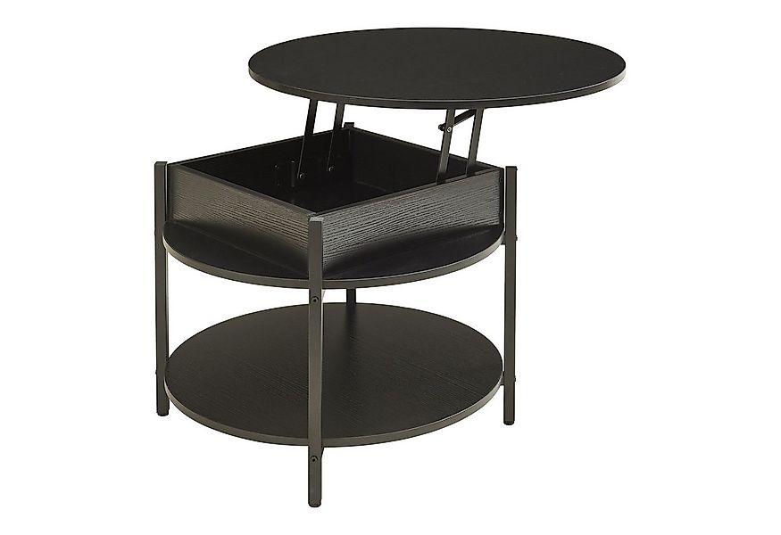 en.casa Couchtisch, »Kandas« mit Hebeplatte rund 70 x 49 cm Schwarz günstig online kaufen