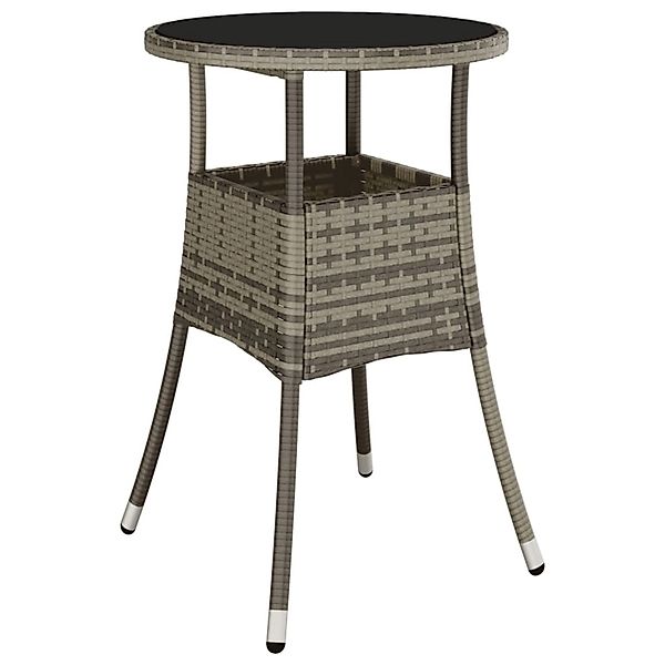 vidaXL Gartentisch Ø60x75 cm Hartglas und Poly Rattan Grau 310600 günstig online kaufen