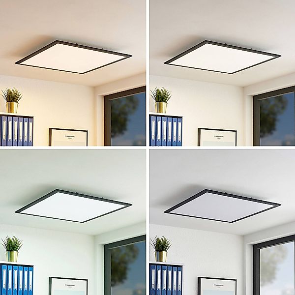Lindby LED-Panel Nelios, 62 x 62 cm, CCT, schwarz, Metall günstig online kaufen