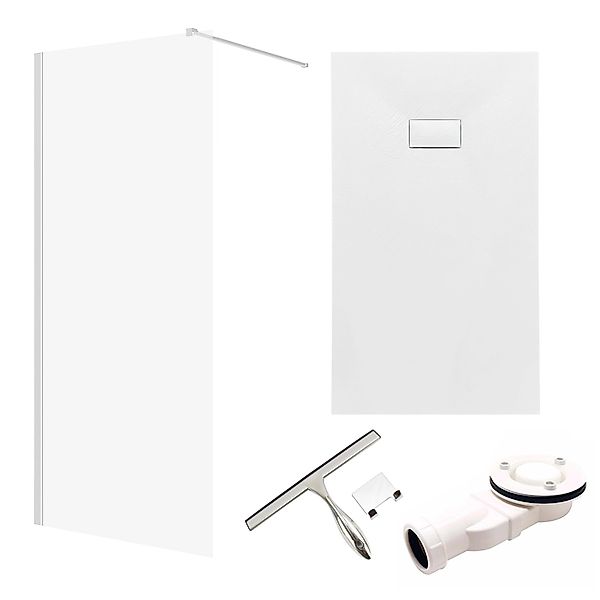 Bad Land SET Duschwanne VIDAR 80x100 Rechteck Weiß + Walk-In Dusche KETIL C günstig online kaufen