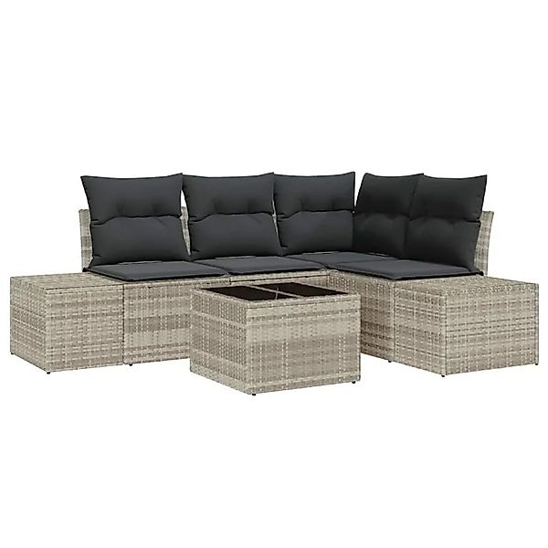 vidaXL Gartensofa-Set mit Speicher Hellgrau Poly-Rattan 3355721 günstig online kaufen