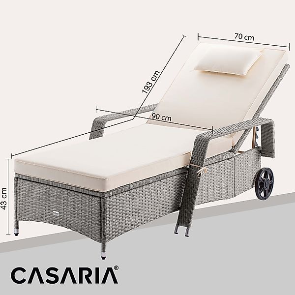 Polyrattan Gartenliege 2er-Set Creme/Creme 193x90x43cm günstig online kaufen