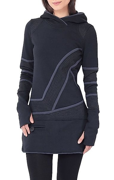 PUREWONDER Sweatkleid Kapuzenpullover-Kleid Hoodie Zweifarbig dr21 Schwarz günstig online kaufen