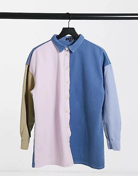 In The Style x Olivia Bowen – Mehrfarbiges Hemd mit kontrastierendem Kragen günstig online kaufen