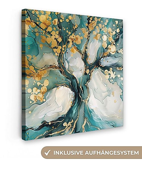 OneMillionCanvasses® Leinwandbild Baum - Modern - Farboptik - Türkis - Gold günstig online kaufen