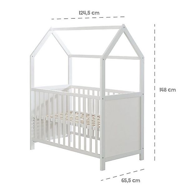roba® Babybett Hausbett, Babybett & Beistellbett, Hausoptik, 6-fach höhenve günstig online kaufen