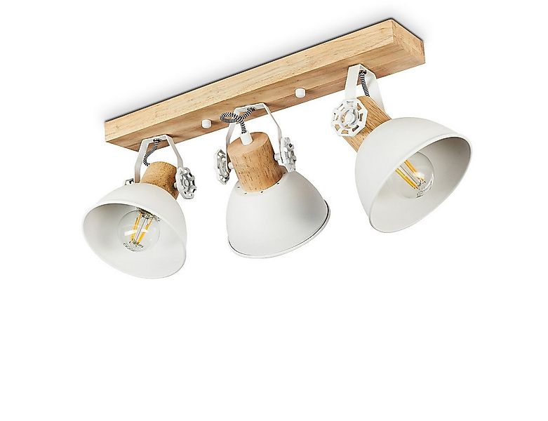 hofstein Deckenleuchte »Cotes« Deckenlampe aus Metall/Holz in Weiß/Braun, o günstig online kaufen