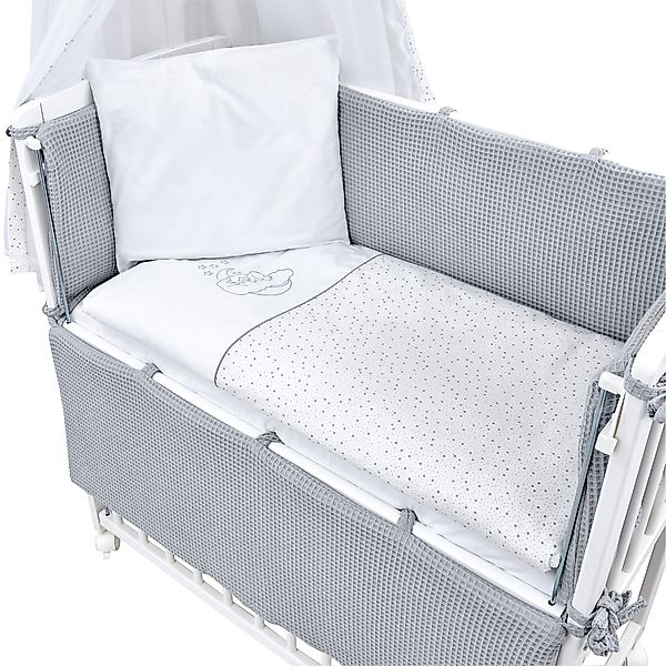Baby-Delux Beistellbett Babybett Waffelpique Sternchen Grau, günstig online kaufen