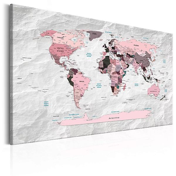 Wandbild - World Map: Pink Continents günstig online kaufen