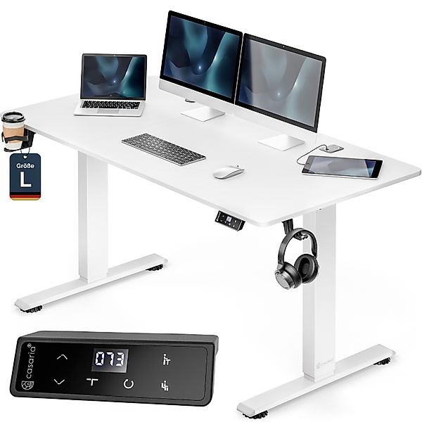 Höhenverstellbarer Schreibtisch Weiß 140x60x72-117cm günstig online kaufen