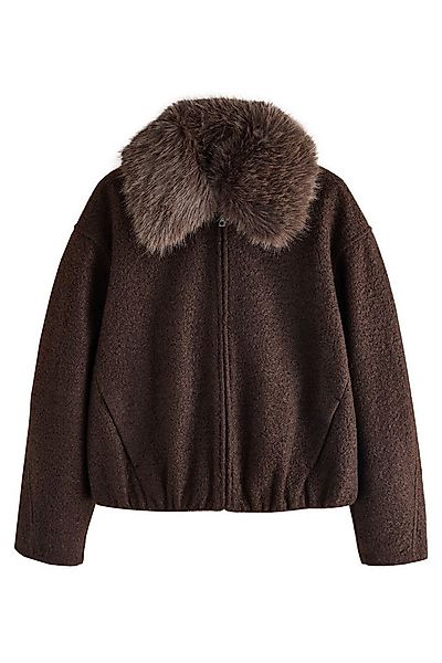 Next Fellimitatjacke Bomberjacke-Strickmantel mit Kunstfellkragen (1-St) günstig online kaufen