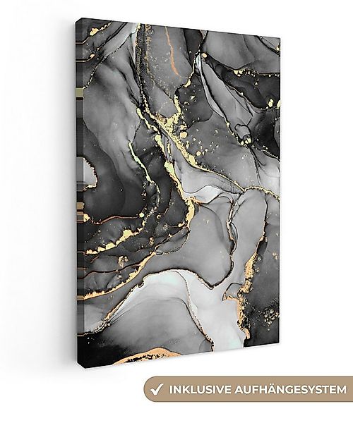OneMillionCanvasses® Leinwandbild Marmor - Schwarz - Gold - Grau, Fotodruck günstig online kaufen