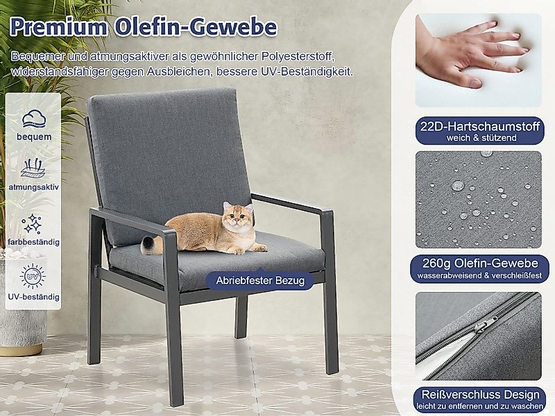MeXo Gartenstuhl Aluminium Gartenmöbel Esstischstuhl (wetterfeste günstig online kaufen