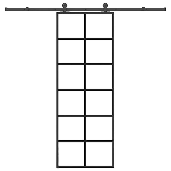 vidaXL Schiebetür mit Beschlag 76x205 cm ESG-Glas & Aluminium 3332842 günstig online kaufen