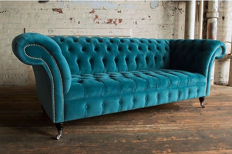 JVmoebel Chesterfield-Sofa Design Chesterfield Sofa 3 Sitzer Polster Textil günstig online kaufen