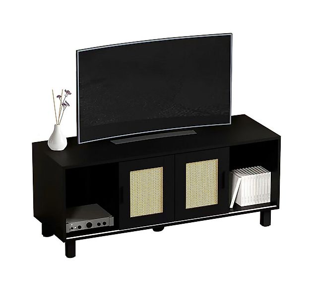 WAOHO TV-Schrank TV Lowboard,TV-Schrank mit 2 Schiebetüren aus Rattantüren günstig online kaufen