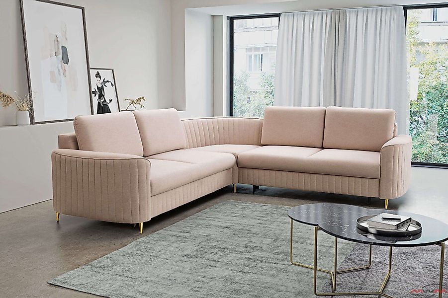 MOEBLO Ecksofa Leman, goldenen Beinen, mit günstig online kaufen