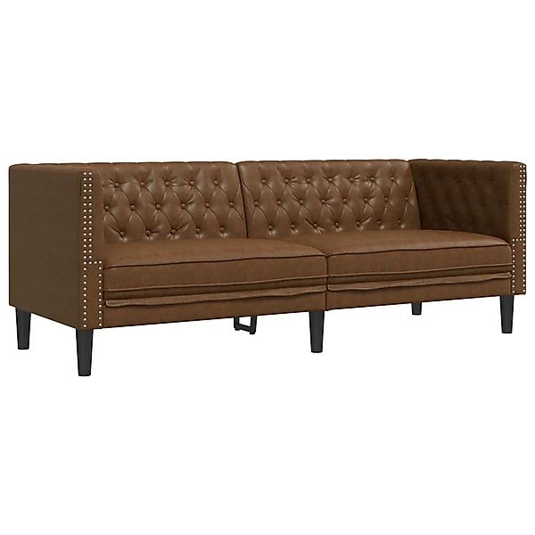 vidaXL Sofa Chesterfield-Sofa 3-Sitzer Braun Kunstleder günstig online kaufen