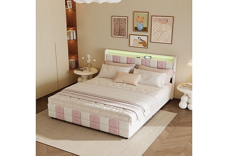Furnishings Home Polsterbett LED Doppelbett 140x200cm, Stauraumbett mit Kop günstig online kaufen
