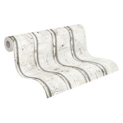 A.S. Création Tapete Holzoptik Weiß Creme-Beige und Grau 53 cm x 10,05 m AS günstig online kaufen