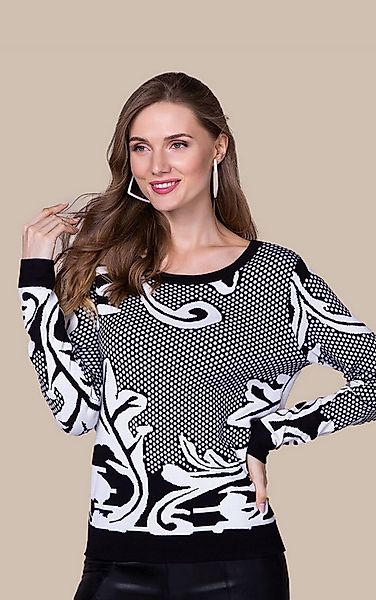 Passioni Strickpullover mit zweifarbigem modernen Jacquard günstig online kaufen