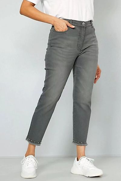 MIAMODA Röhrenjeans 7/8-Jeans Slim Fit Fransensaum mit Zierperlen günstig online kaufen