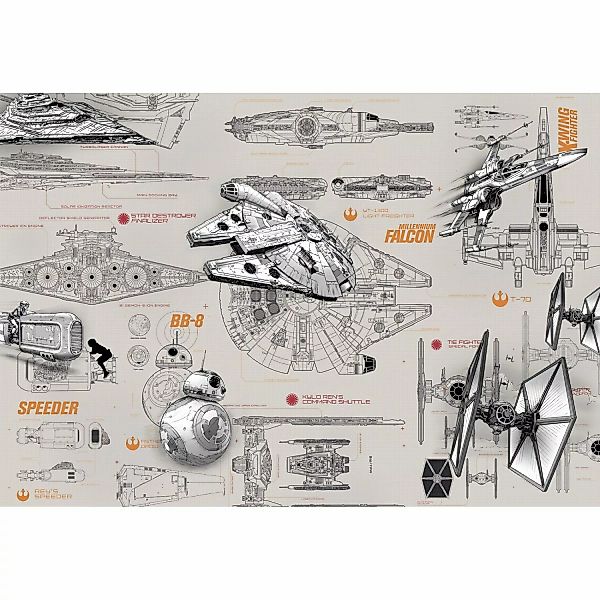 Komar Fototapete Star Wars Blueprints 368 cm x 254 cm FSC® günstig online kaufen