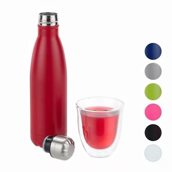 relaxdays Trinkflasche Edelstahl rot günstig online kaufen