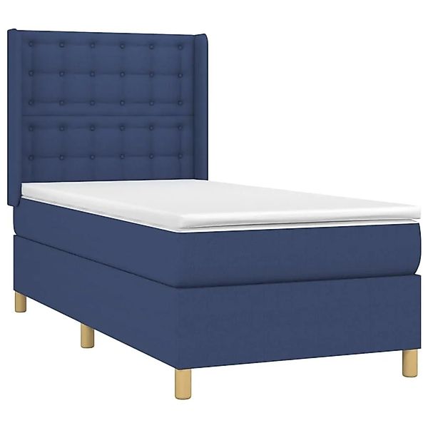 vidaXL Boxspringbett mit Matratze & LED Blau 100x200 cm Stoff 3139179 günstig online kaufen