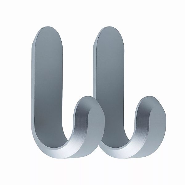 Wandhaken Curve Mini grau silber metall / Metall - 2er-Set - H 5,8 cm - Nor günstig online kaufen