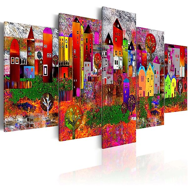 Wandbild - Colourful Small Town günstig online kaufen