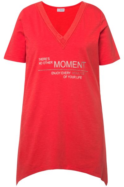 MIAMODA Longshirt T-Shirt Schrift-Motiv V-Ausschnitt Halbarm günstig online kaufen