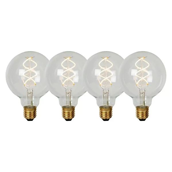 LED Leuchtmittel E27 - Globe G95 in Transparent 4,9W 460lm 2700K 4er-Pack günstig online kaufen