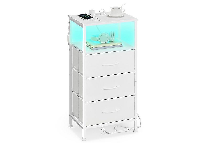 SONGMICS Nachttisch, mit Ladestation, Beistelltisch mit App-gesteuerter, LE günstig online kaufen