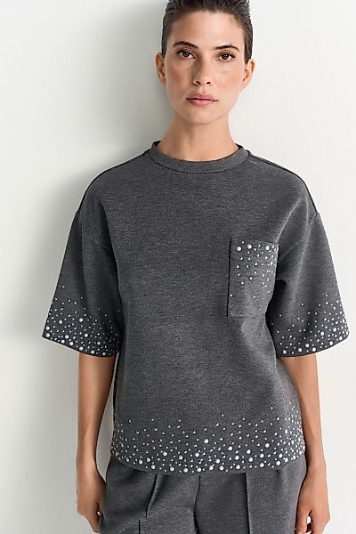 RICHROYAL T-Shirt mit Strass und Perlen, Rundhals günstig online kaufen
