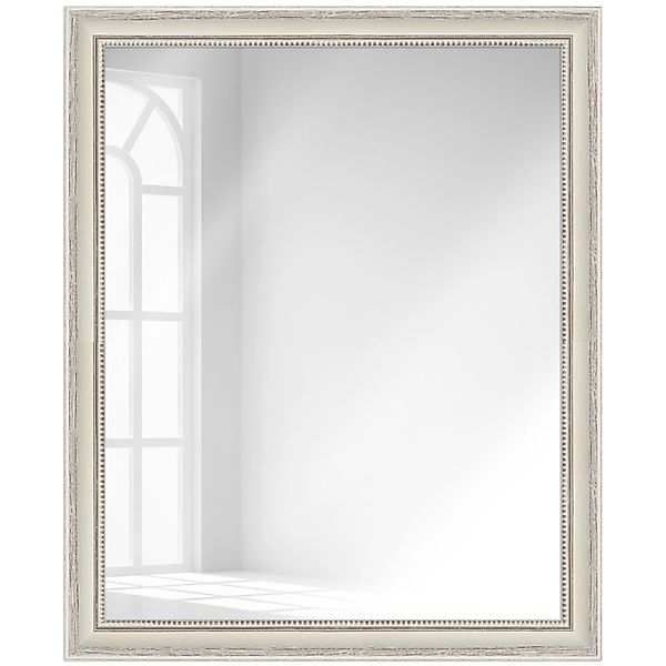 WANDStyle Wandspiegel H390 aus Massivholz in Cremefarben 56 x 66 cm im Stil günstig online kaufen