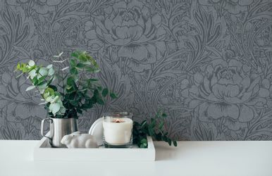 Bricoflor anthrazit Tapete mit Rosen Vlies Blumentapete Nostalgisch für Ess günstig online kaufen