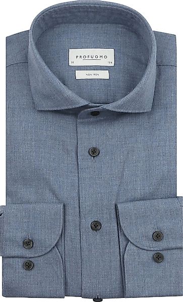 Profuomo Hemd Peached Twill Flanell Blau - Größe 42 günstig online kaufen