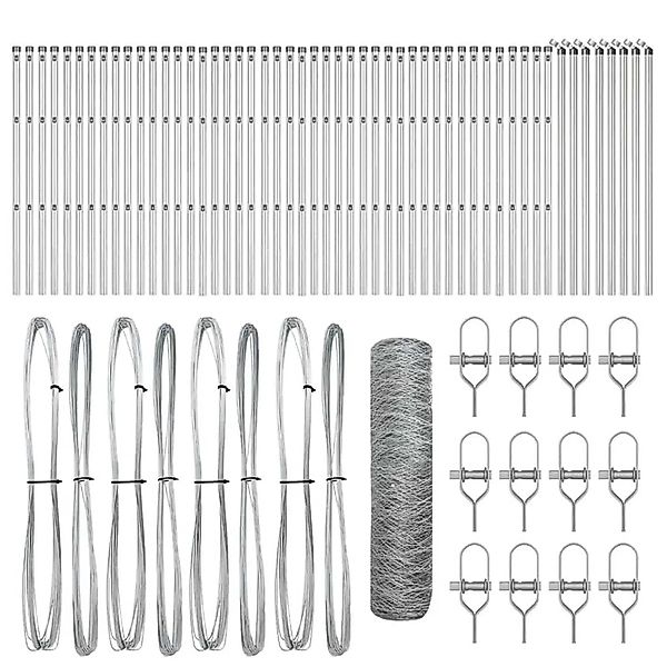 vidaXL Zaunpfosten Silber 100 x 0,8 m 50 mm Maschen Stahl 3353025 günstig online kaufen