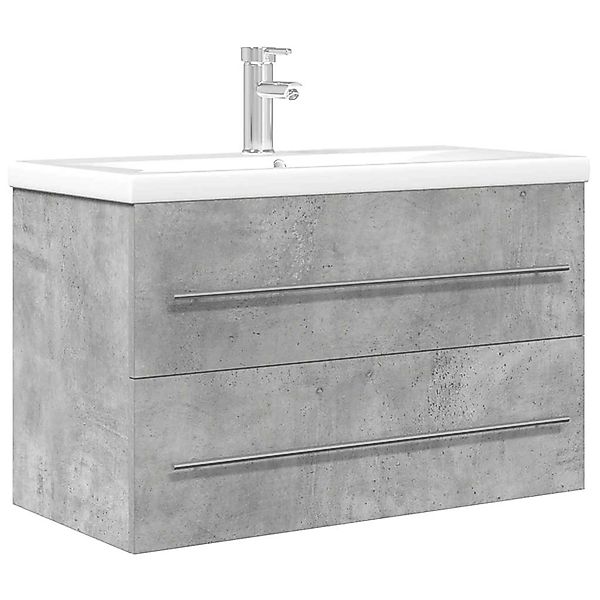 vidaXL 2-Tlg Badmöbel-Set Betongrau Holzwerkstoff 3324962 günstig online kaufen