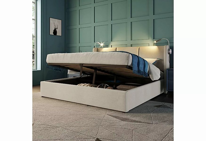 WISHDOR Polsterbett Polsterbett Doppelbett Stauraumbett Bett (160x200 mit l günstig online kaufen