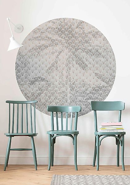 Sanders & Sanders Selbstklebende Runde Tapete Dschungel Grau Ø 125 cm 61173 günstig online kaufen
