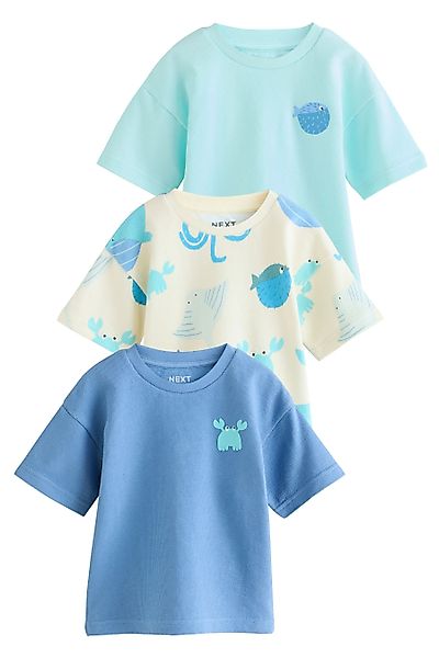 Next T-Shirt 3er-Pack strukturierte Henley Kurzarm-T-Shirts günstig online kaufen