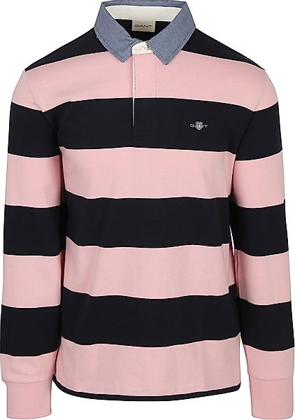 Gant Heavy Rugger Shield Poloshirt Streifen Navy Rosa - Größe M günstig online kaufen