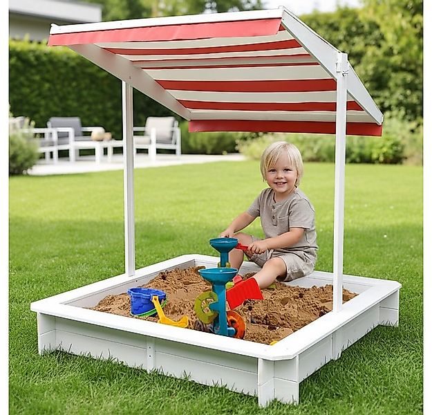Melko Sandkasten Holzsandkasten Sandkiste mit Überdachung aus Holz in Weiß, günstig online kaufen