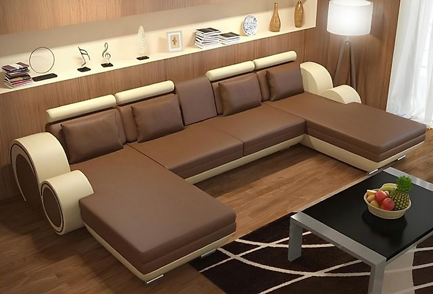JVmoebel Ecksofa Lederecksofa + USB Ledereckcouch Garnitur XXL LiegeLederso günstig online kaufen