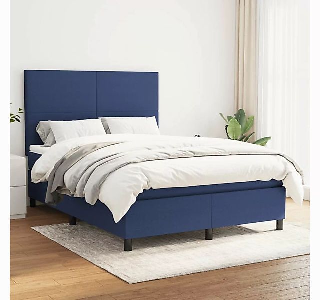 vidaXL Boxspringbett Boxspringbett mit Matratze Blau 140x190 cm Stoff Bett günstig online kaufen