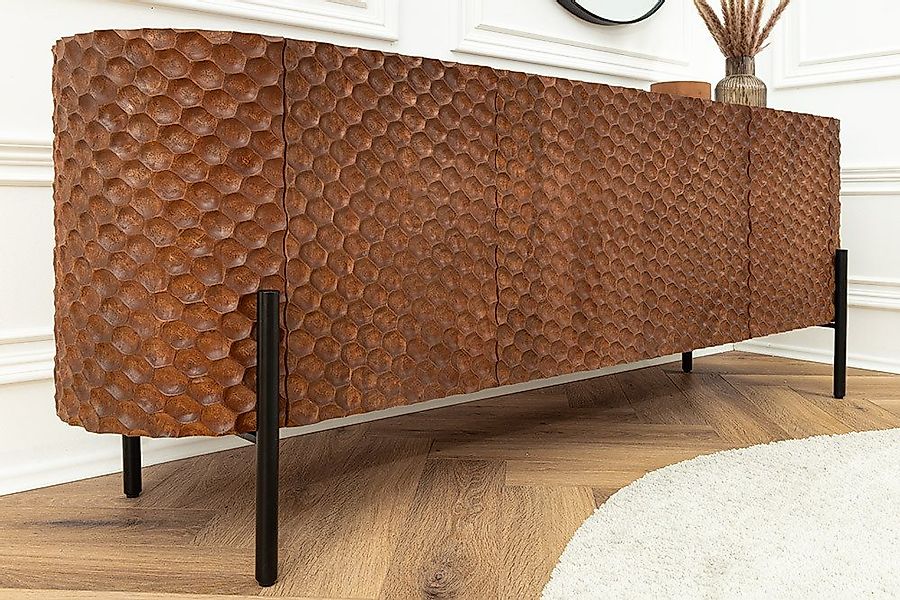 riess-ambiente Sideboard ADLON 170cm braun / schwarz - Mangoholz, 3D-Front, günstig online kaufen