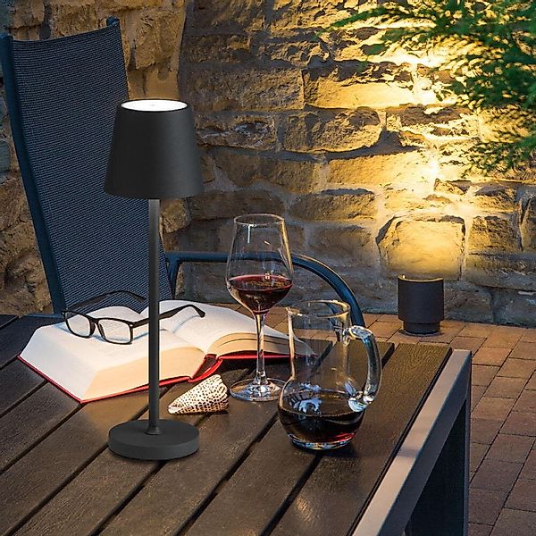 LED Akku Tischleuchte aus Aluminium in Schwarz günstig online kaufen